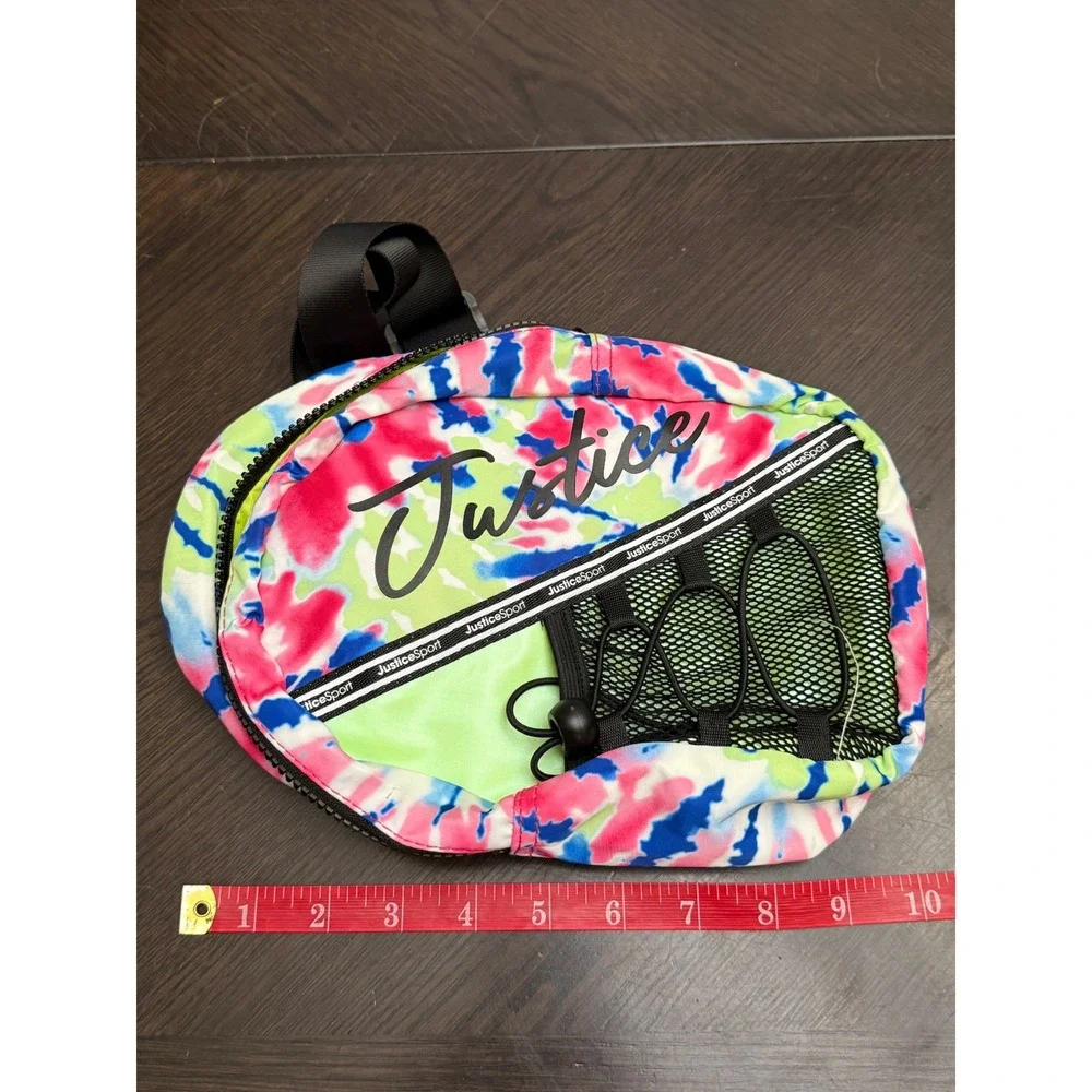 Justice‎ Sport Girls Tie Dye Sling Bag Neon Pink Green Blue Crossbody Backpack